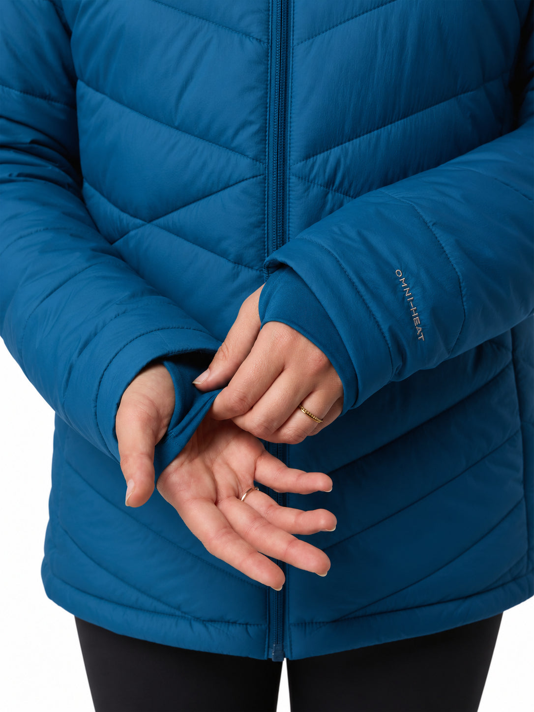womens blue omni heat infinity joy peak ii down jacket