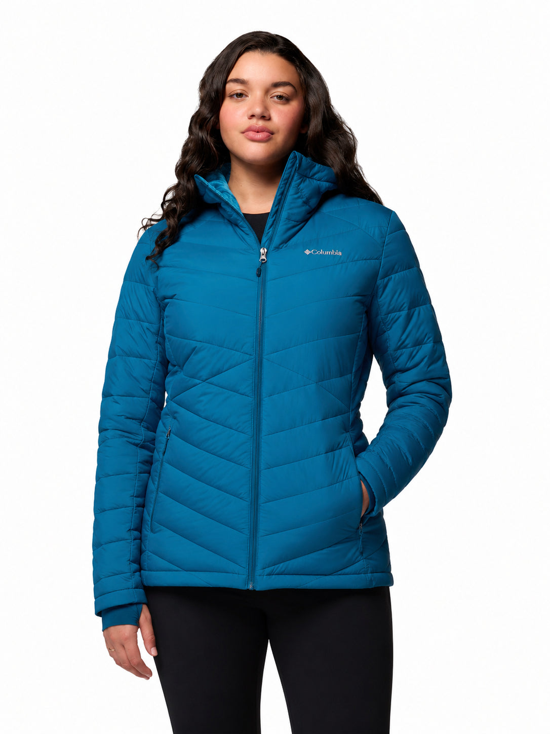 womens blue omni heat infinity joy peak ii down jacket