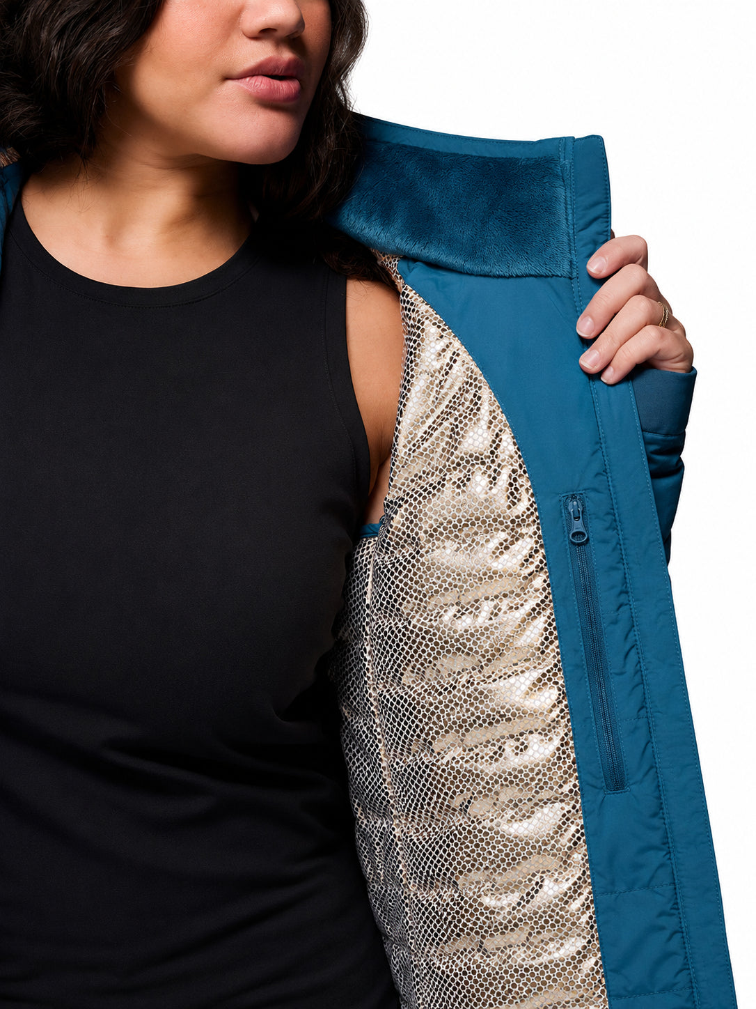 womens blue omni heat infinity joy peak ii down jacket