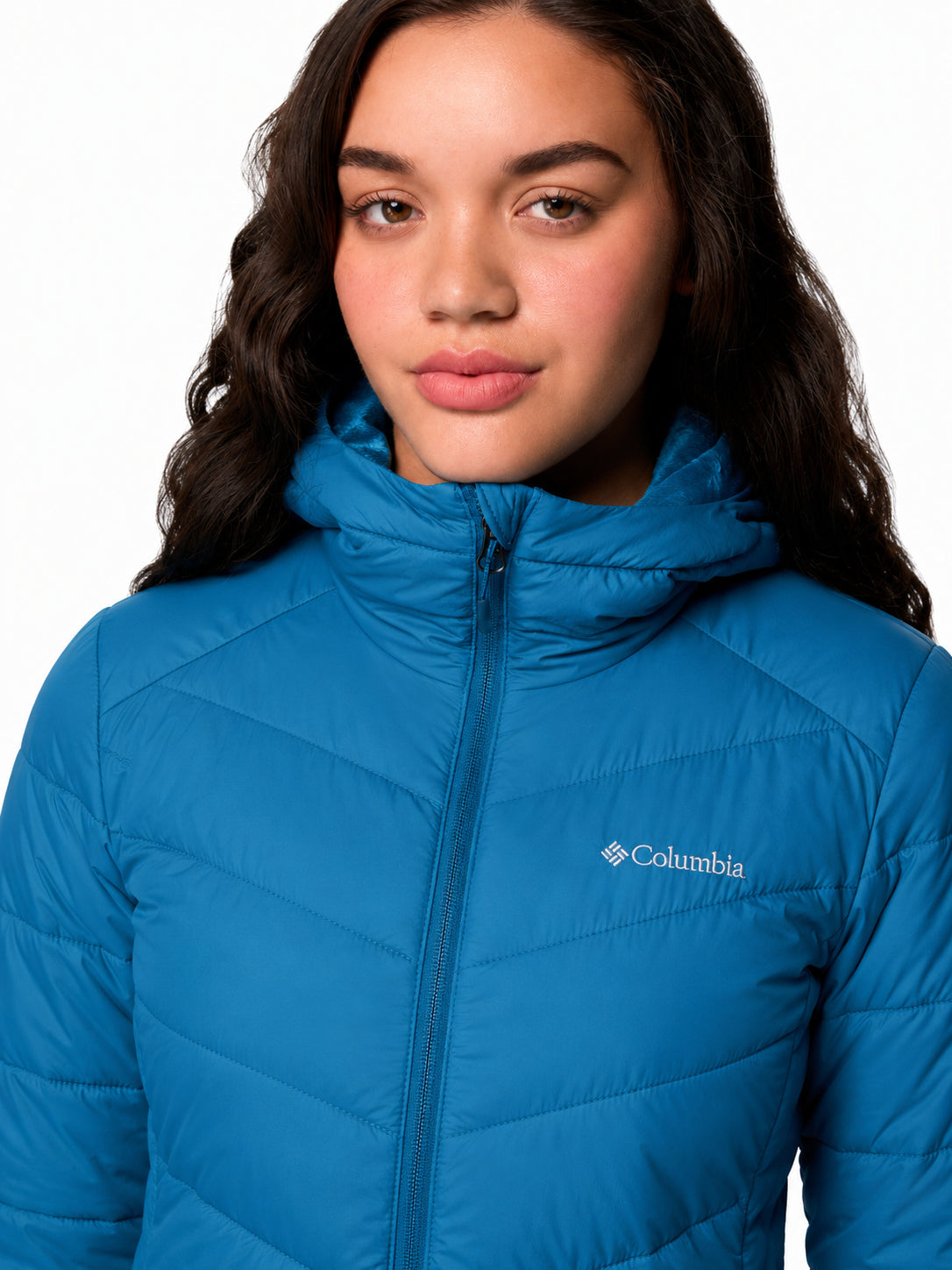 womens blue omni heat infinity joy peak ii down jacket