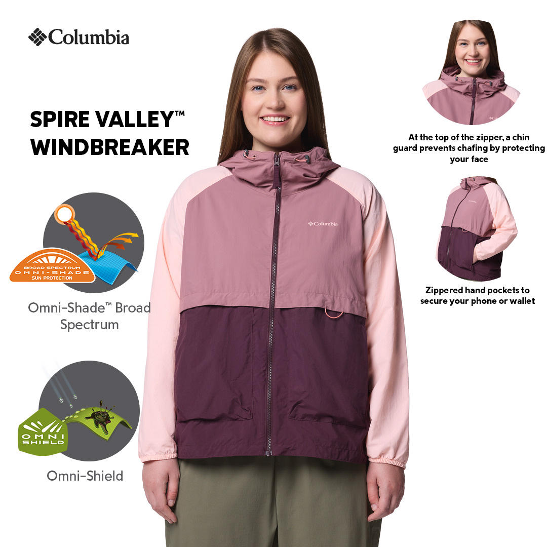 Columbia Womens Pink Omni-Shield Spire Valley Wind and Water Resistant Jacket