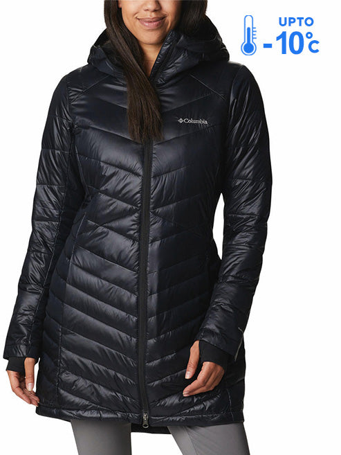Columbia Women Black Omni-Heat Inifnity Joy Peak Mid Hooded Down Jacket