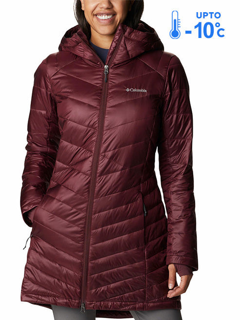 Columbia Women Maroon Omni-Heat Inifnity Joy Peak Mid Hooded Down Jacket