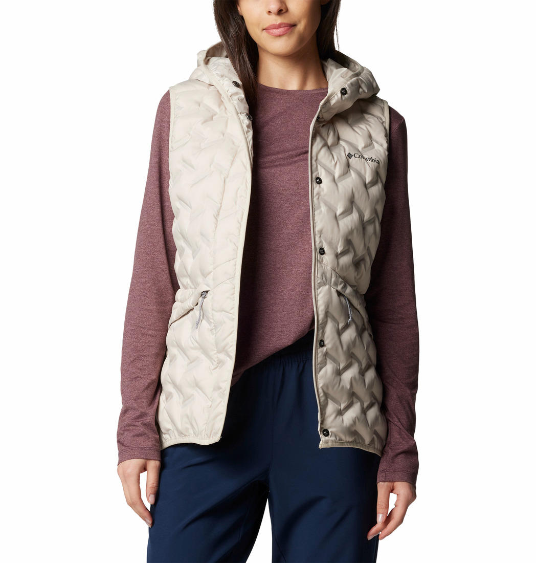 Columbia Womens Beige Delta Ridge II Down Hooded Vest