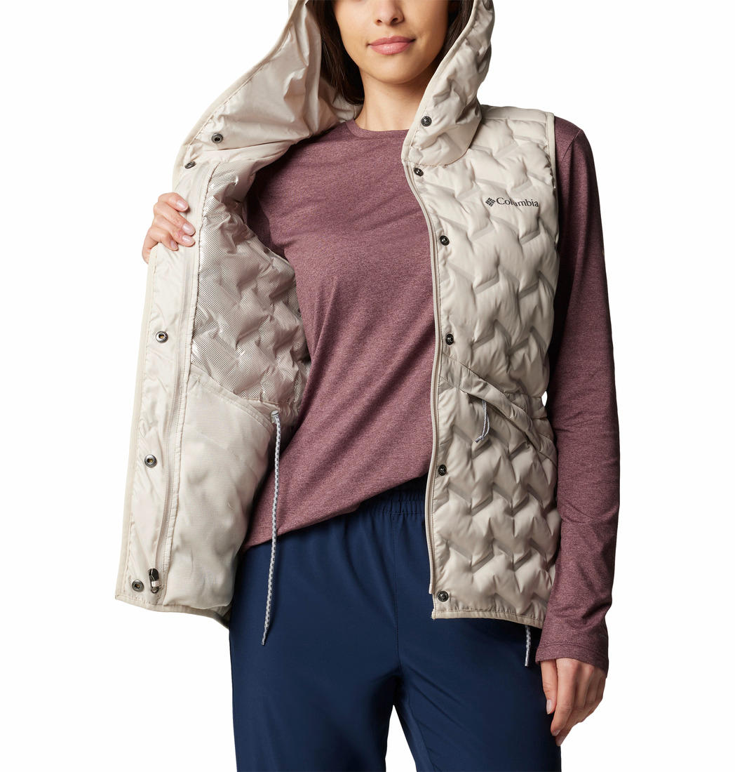 Columbia Womens Beige Delta Ridge II Down Hooded Vest