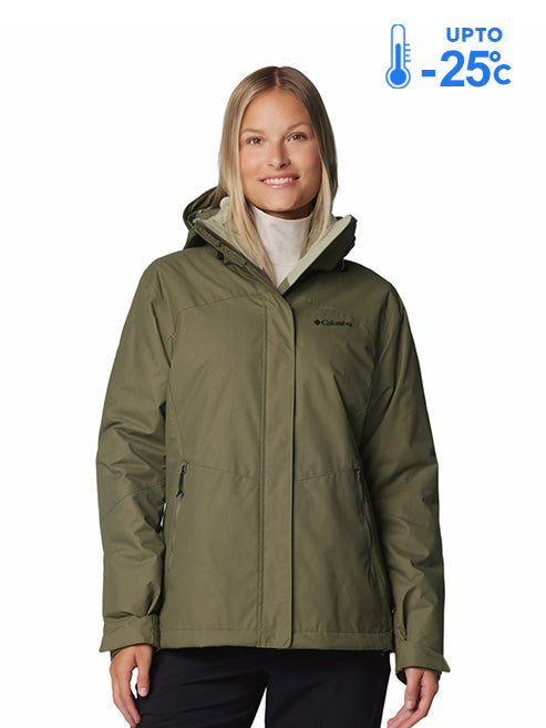 Columbia Women Green Omni-Heat Reflective Bugaboo III Fleece Hooded Interchange Jacket