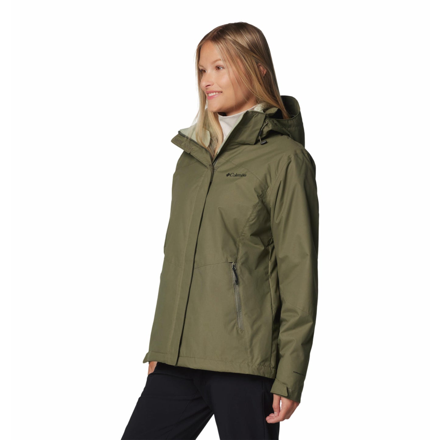 Columbia Women Green Omni-Heat Reflective Bugaboo III Fleece Hooded Interchange Jacket