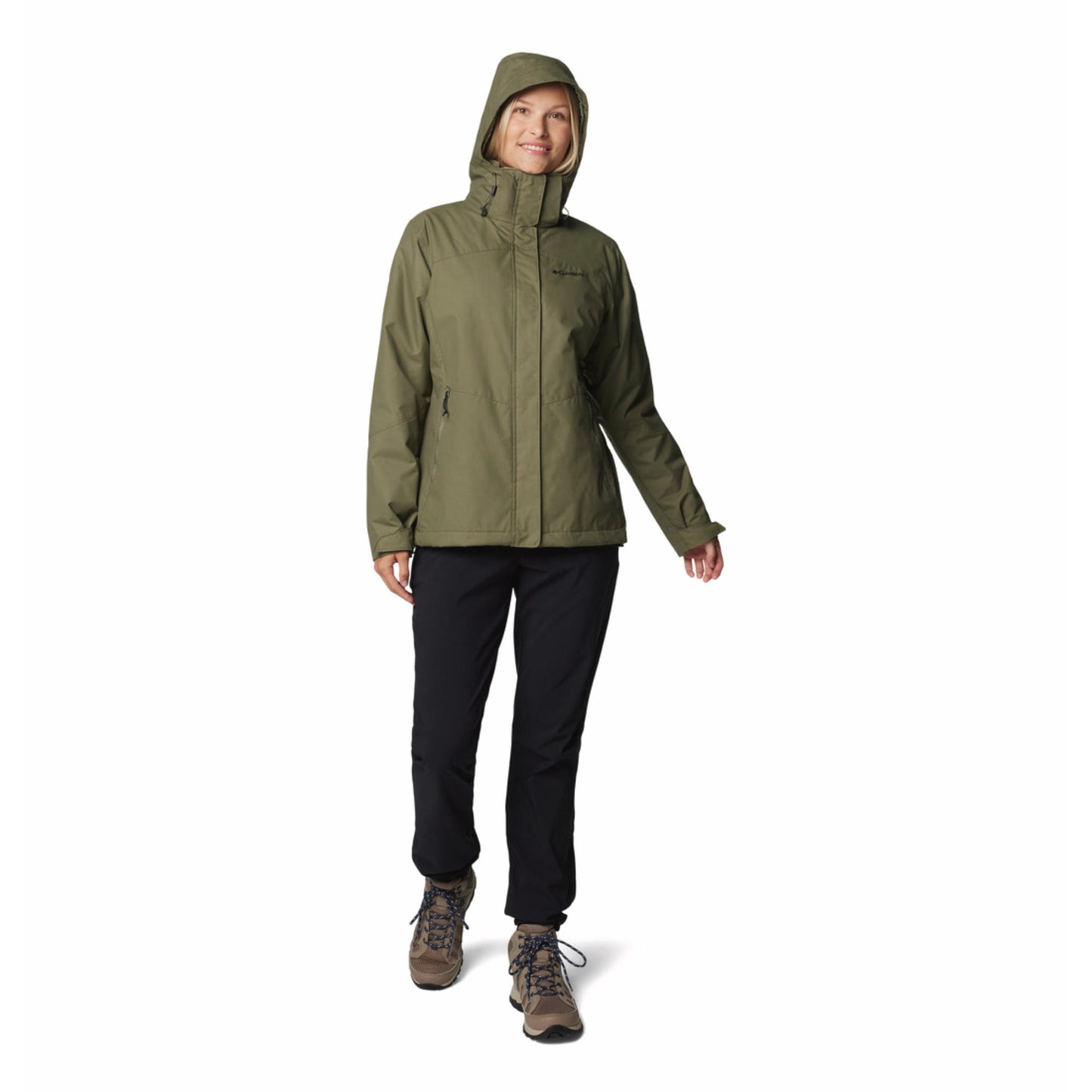 Columbia Women Green Omni-Heat Reflective Bugaboo III Fleece Hooded Interchange Jacket