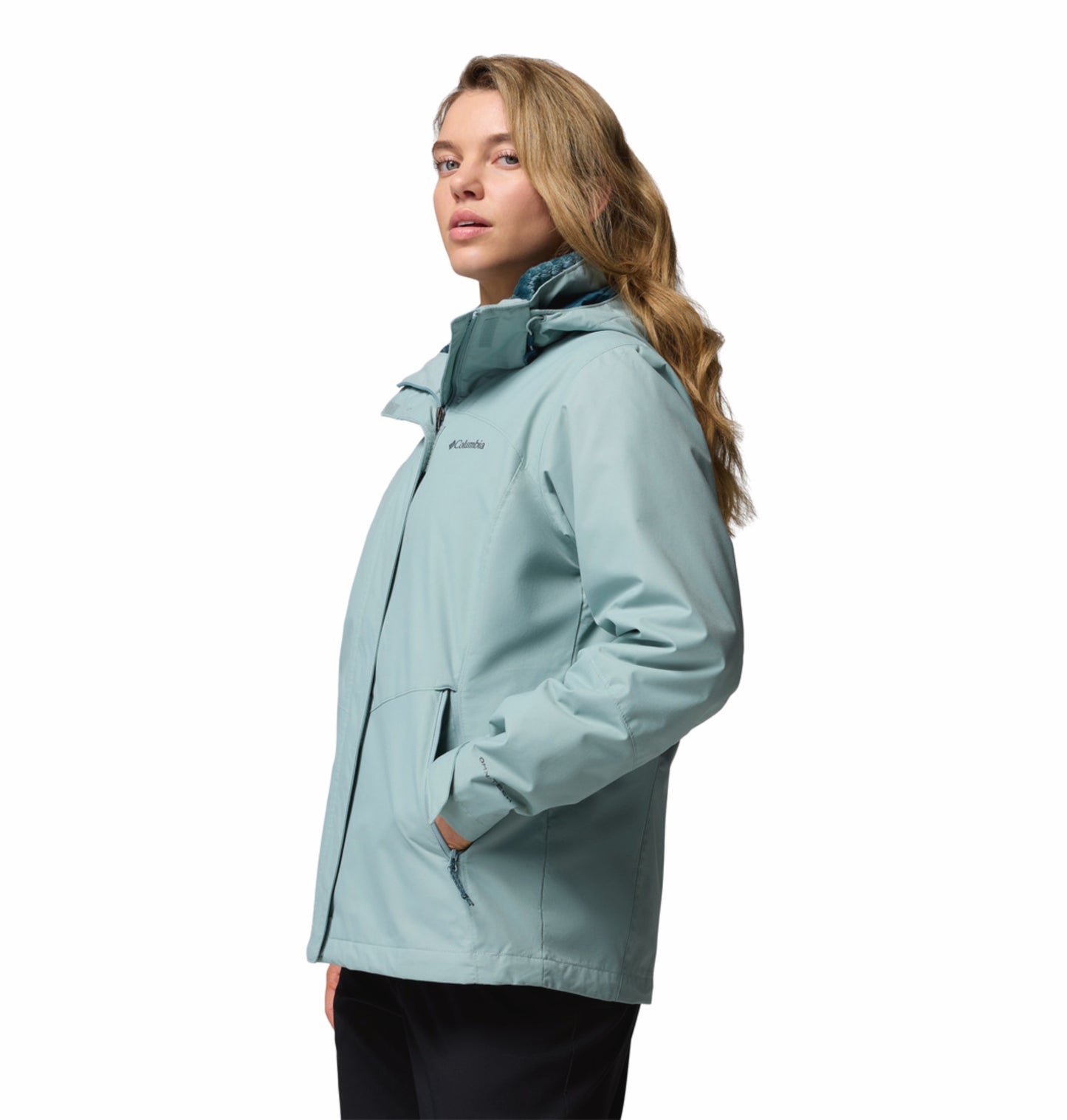 Columbia Women Blue Omni-Heat Reflective Bugaboo III Fleece Hooded Interchange Jacket
