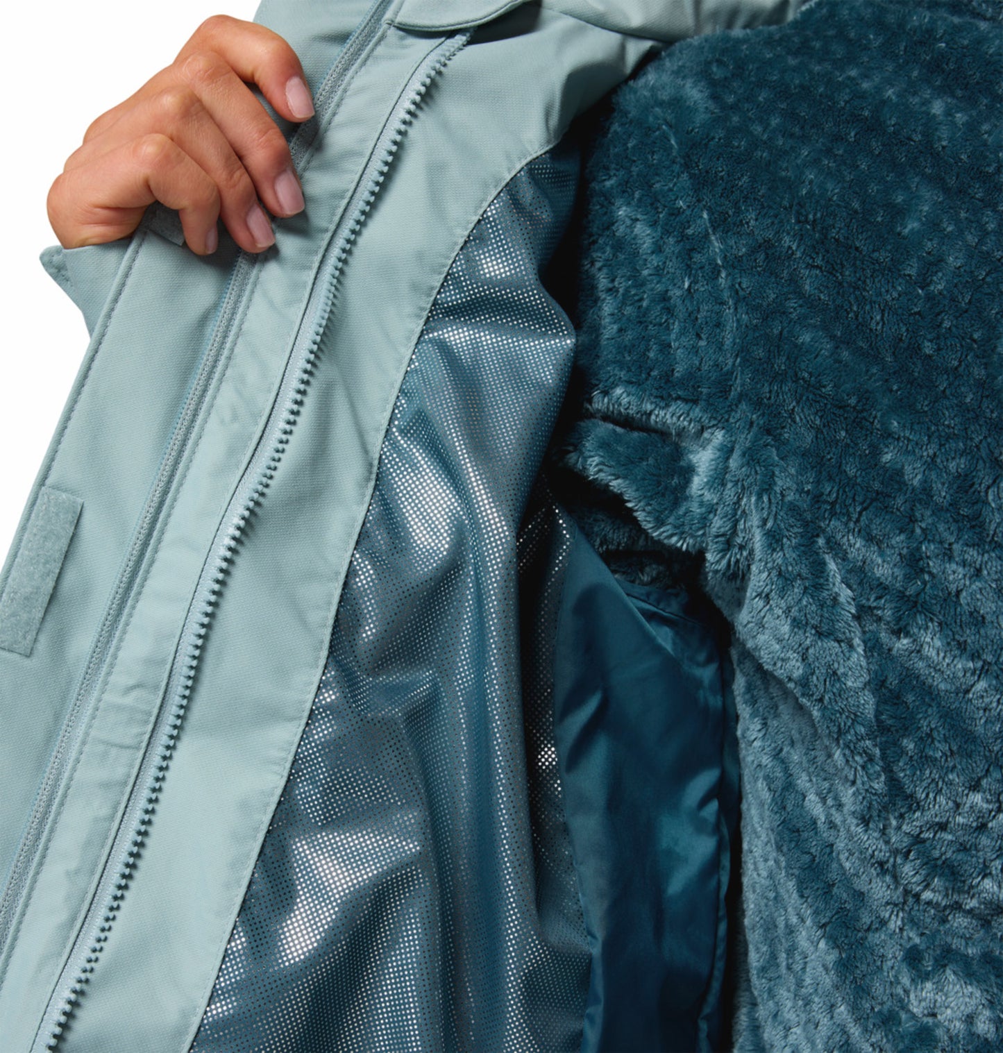 Columbia Women Blue Omni-Heat Reflective Bugaboo III Fleece Hooded Interchange Jacket
