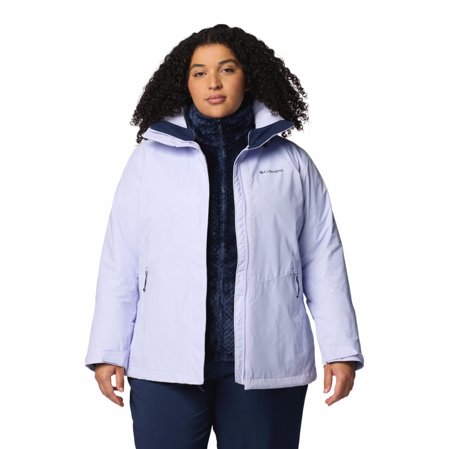 Columbia Women Purple Omni-Heat Reflective Bugaboo III Fleece Hooded Interchange Jacket