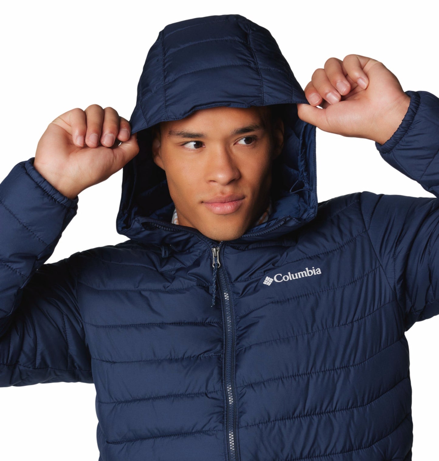 men blue omni heat reflective powder lite ii down jacket plus size