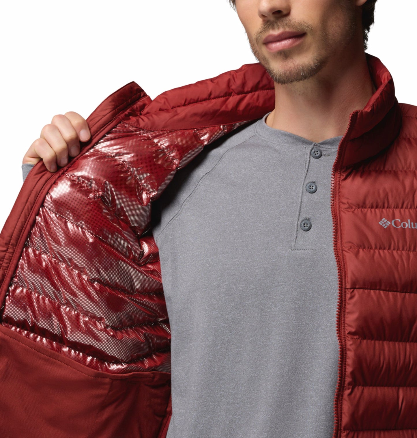 men red omni heat reflective powder lite ii vest plus size