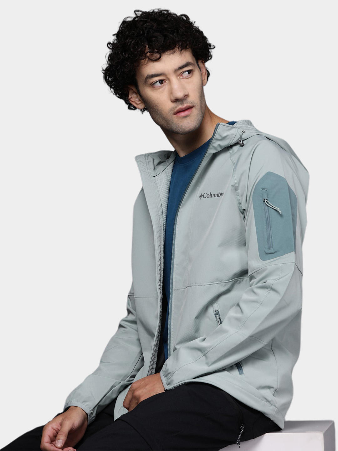 Columbia Men Green Tall Heights Hooded Soft Shell Jacket