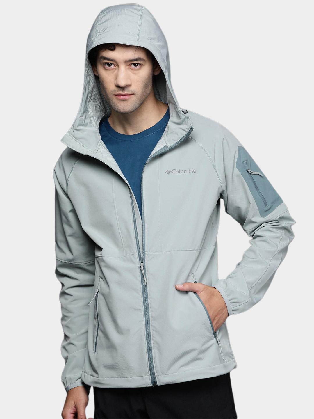 Columbia Men Green Tall Heights Hooded Soft Shell Jacket
