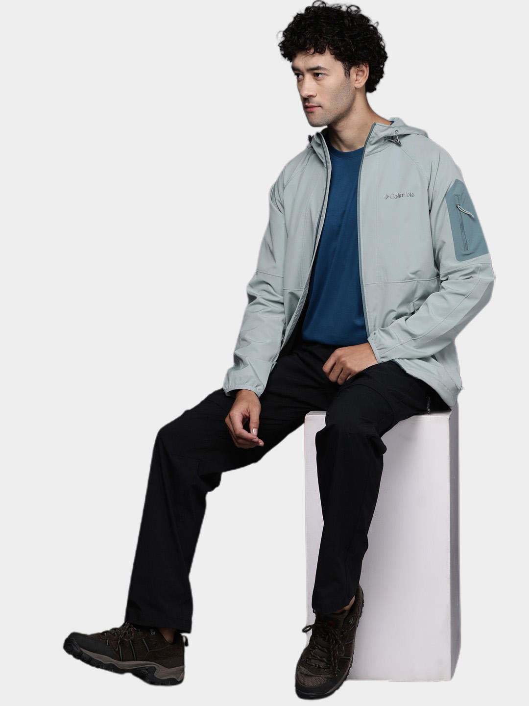 Columbia Men Green Tall Heights Hooded Soft Shell Jacket