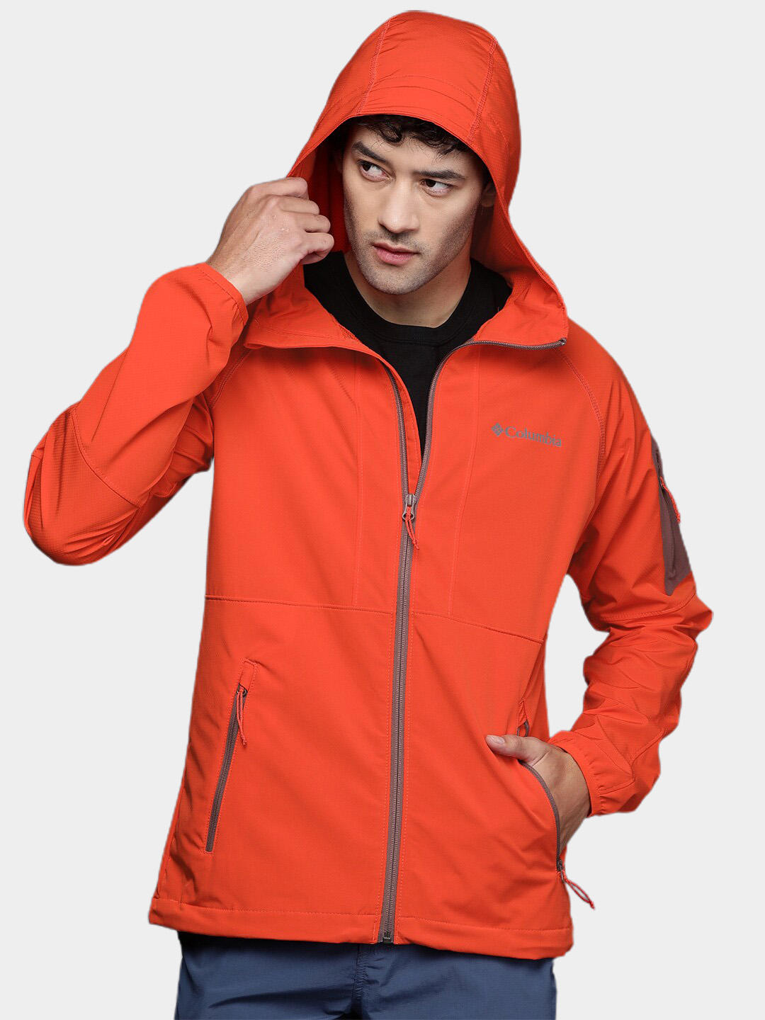 Columbia Men Orange Tall Heights Hooded Soft Shell Jacket