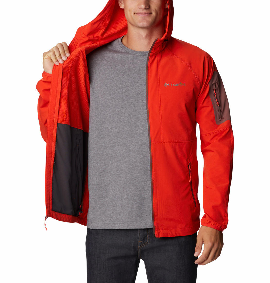 Columbia Men Orange Tall Heights Hooded Soft Shell Jacket