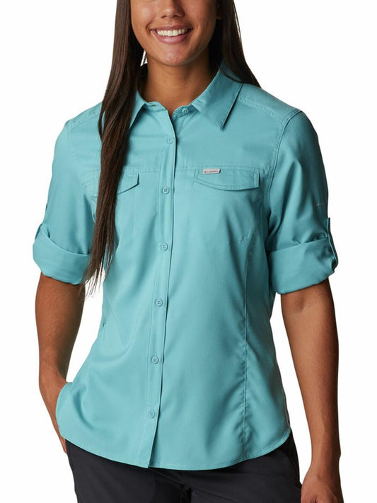 Columbia Women Blue Silver Ridge Lite Long Sleeve Shirt (Sun Protection)