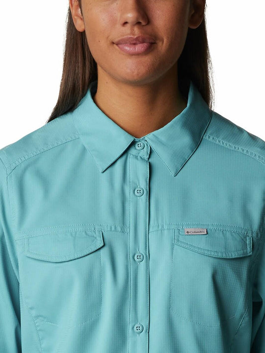 Columbia Women Blue Silver Ridge Lite Long Sleeve Shirt (Sun Protection)