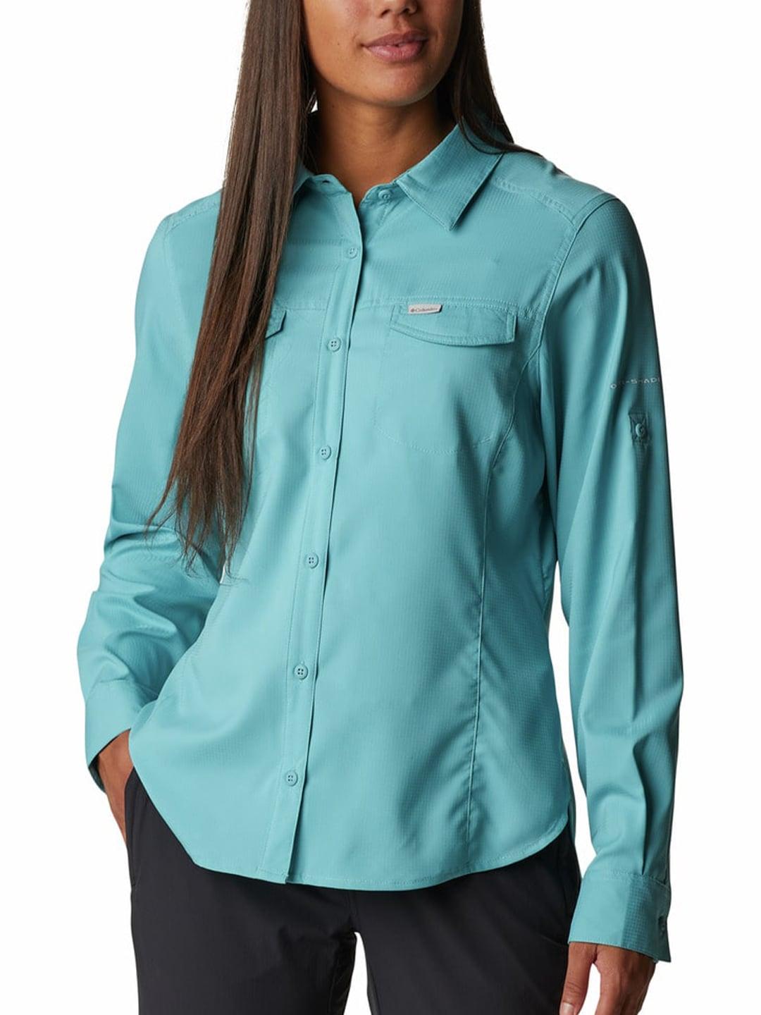 Columbia Women Blue Silver Ridge Lite Long Sleeve Shirt (Sun Protection)