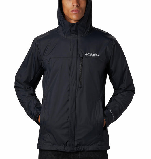 Columbia Men Black Pouring Adventure II Rain Jacket
