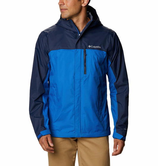 Columbia Men Blue Pouring Adventure II Rain Jacket