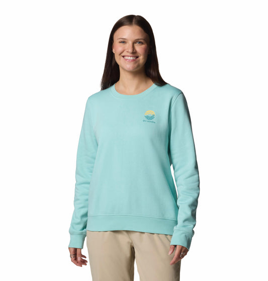 Columbia Womens Turquoise Beaumount Graphic Crew Pullover