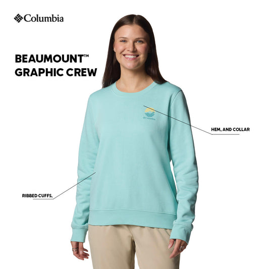 Columbia Womens Turquoise Beaumount Graphic Crew Pullover