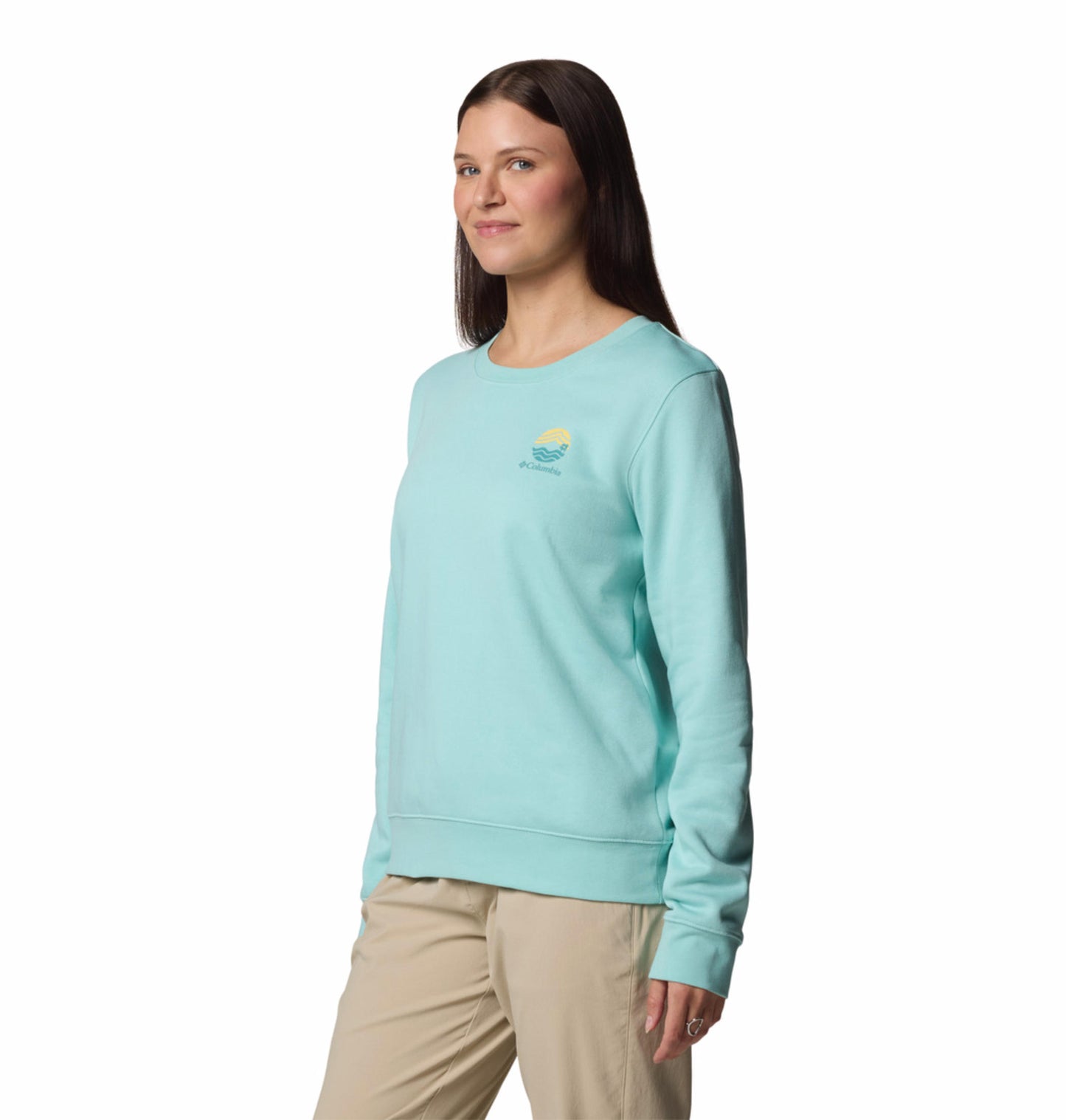 Columbia Womens Turquoise Beaumount Graphic Crew Pullover