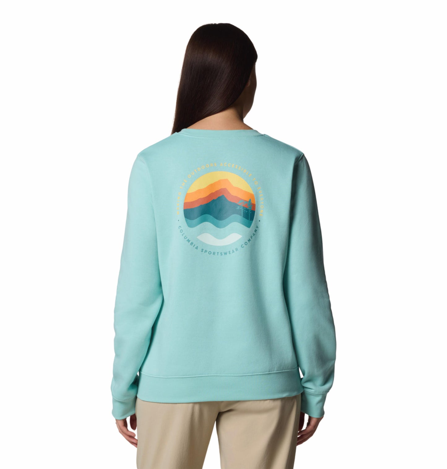 Columbia Womens Turquoise Beaumount Graphic Crew Pullover