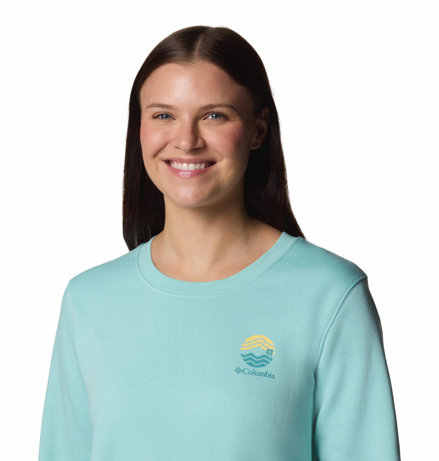 Columbia Womens Turquoise Beaumount Graphic Crew Pullover