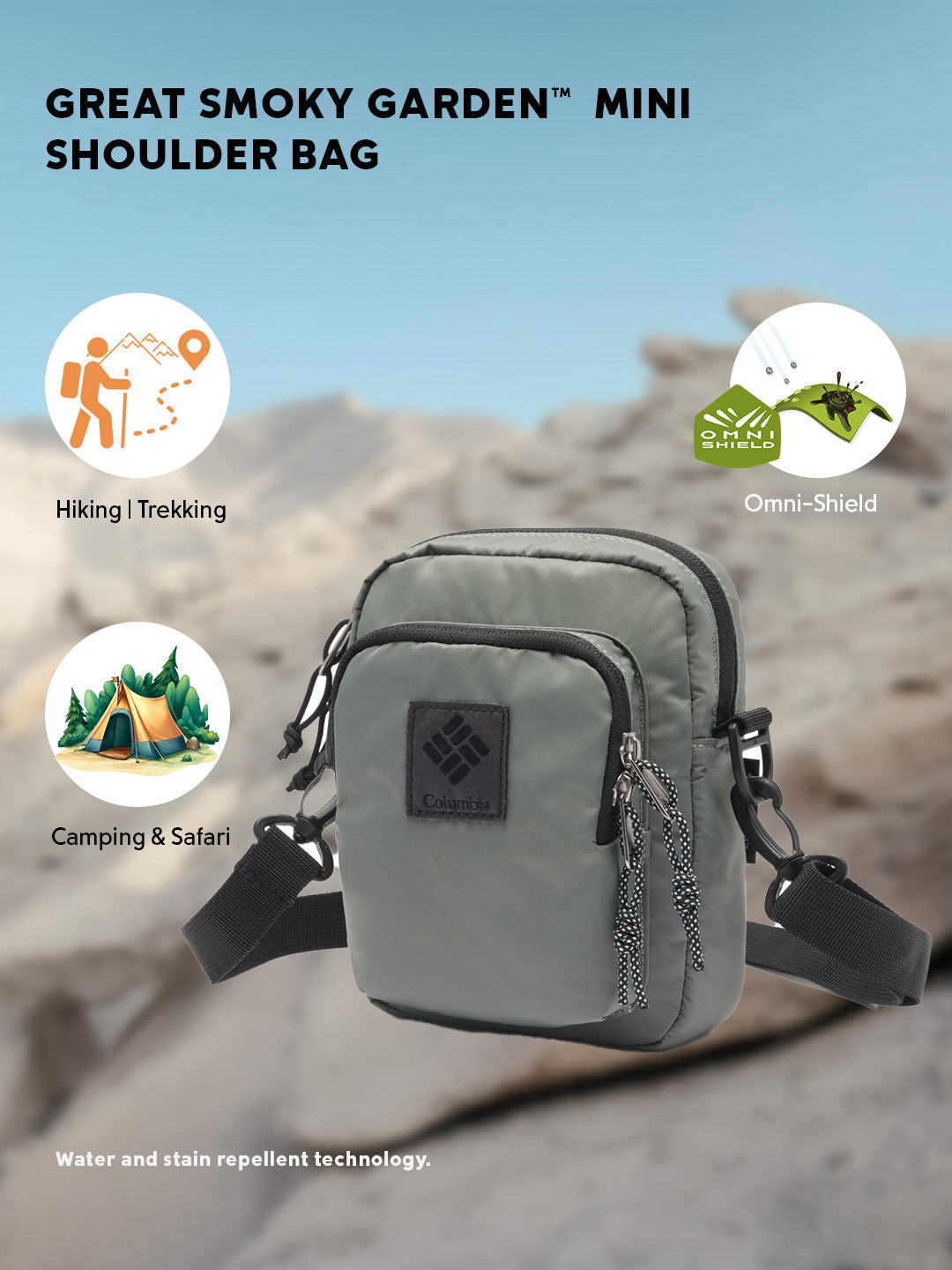 Columbia Unisex Grey Omni-Shield Great Smoky Garden Side Bag